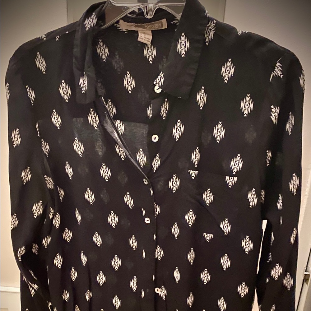 Black and White Button Down Pattern Shirt